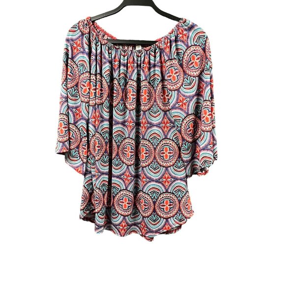 Paisley Grace Blouse Women Medium Flowy Floral Multicolor Boho Tunic Top USA - Picture 1 of 9